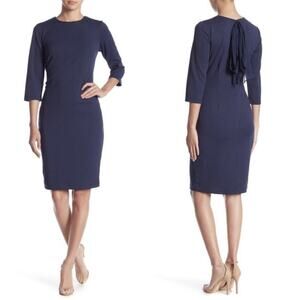 Marina Sheath Tie Bow Back Career Dress 3/4 Sleeve 10 Knee Length Work